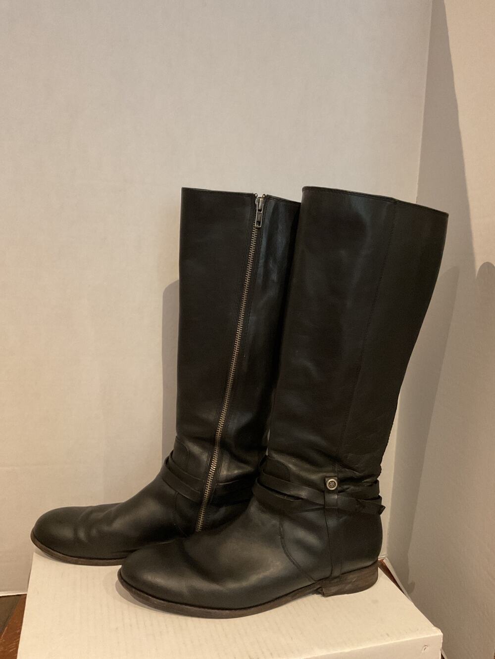 Frye - Melissa Harness - Black Leather Tall Riding Boots - Mexico - size 11B